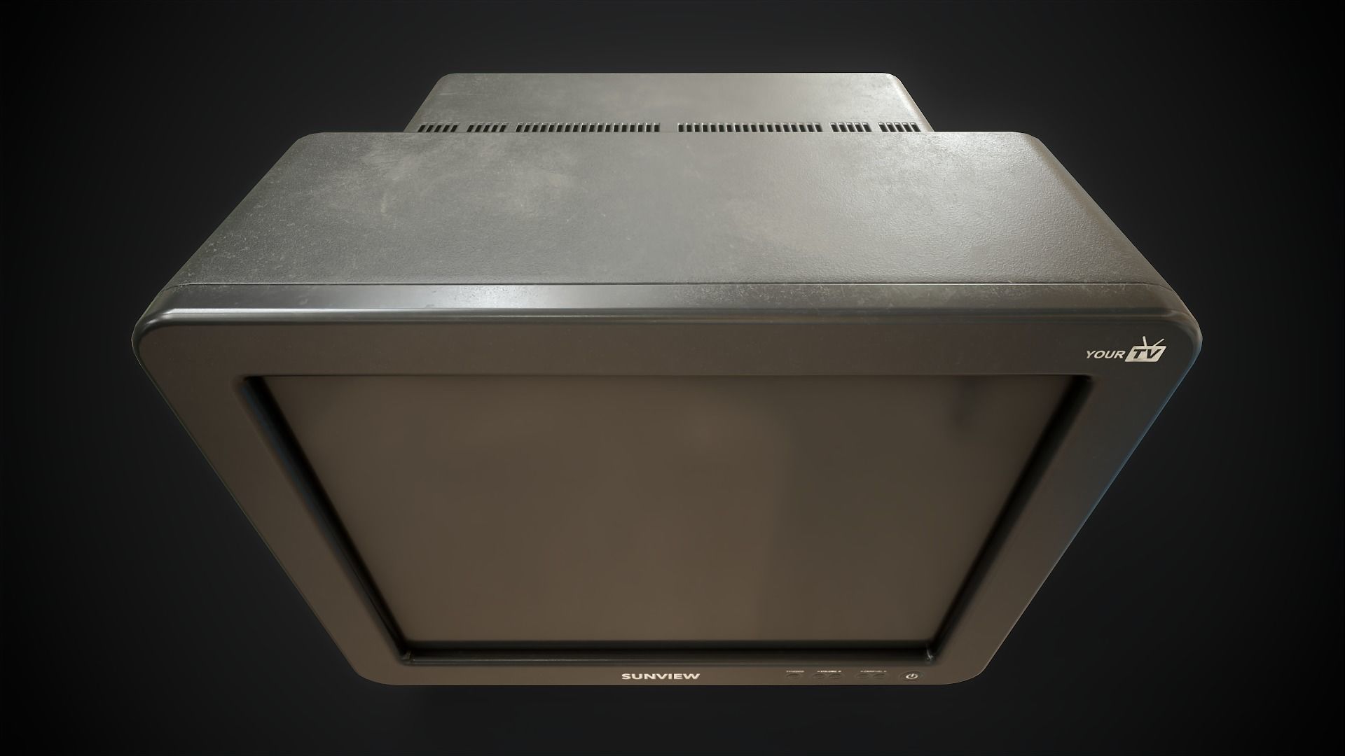 Classic TV from the 90s Low-poly 3D model_12