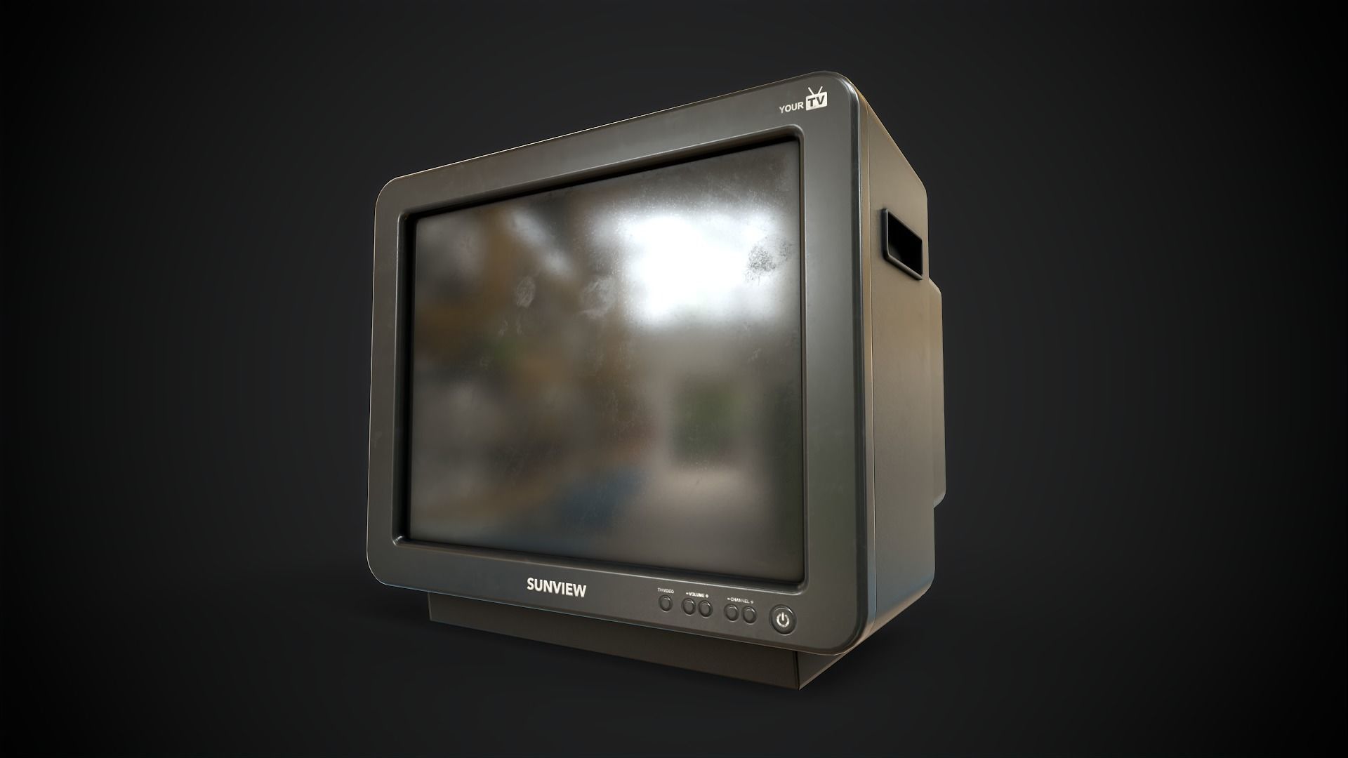 Classic TV from the 90s Low-poly 3D model_1