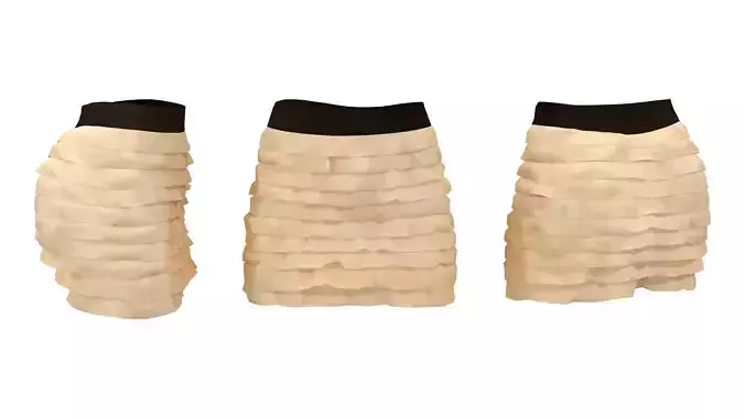 Ruffle Mini Skirt With Elastic Waist Band Low-poly 3D model