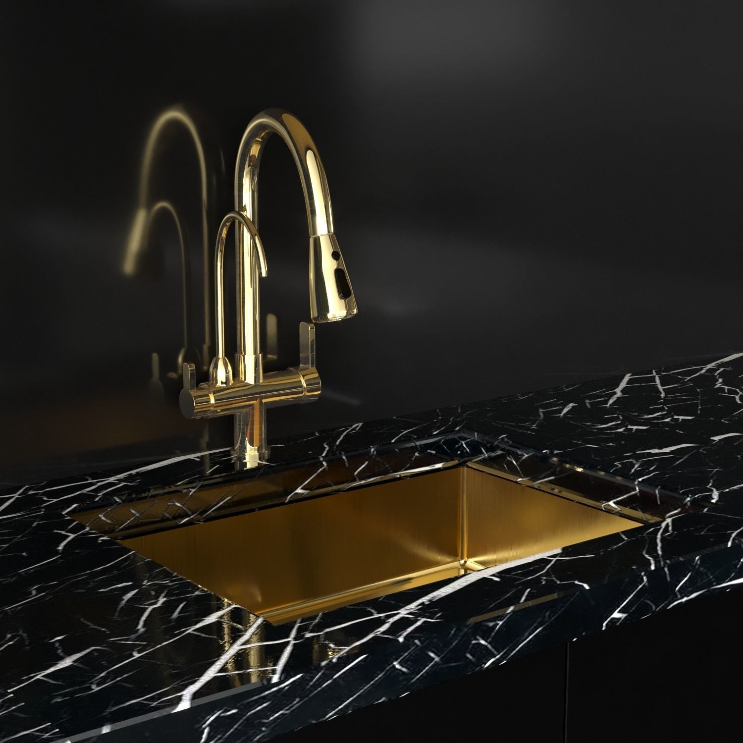 Smeg Black Kitchen Low-poly 3D model_2