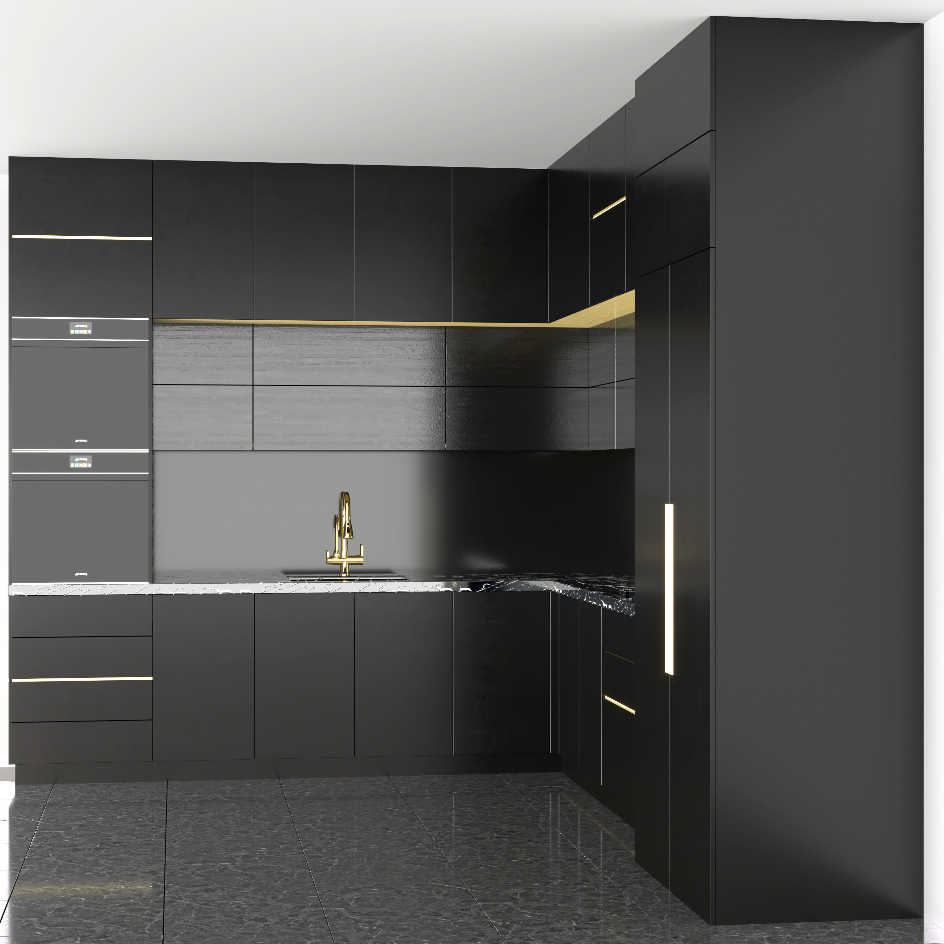 Smeg Black Kitchen Low-poly 3D model_1