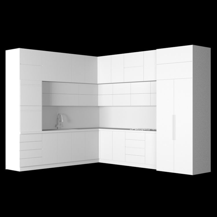 Smeg Black Kitchen Low-poly 3D model_4