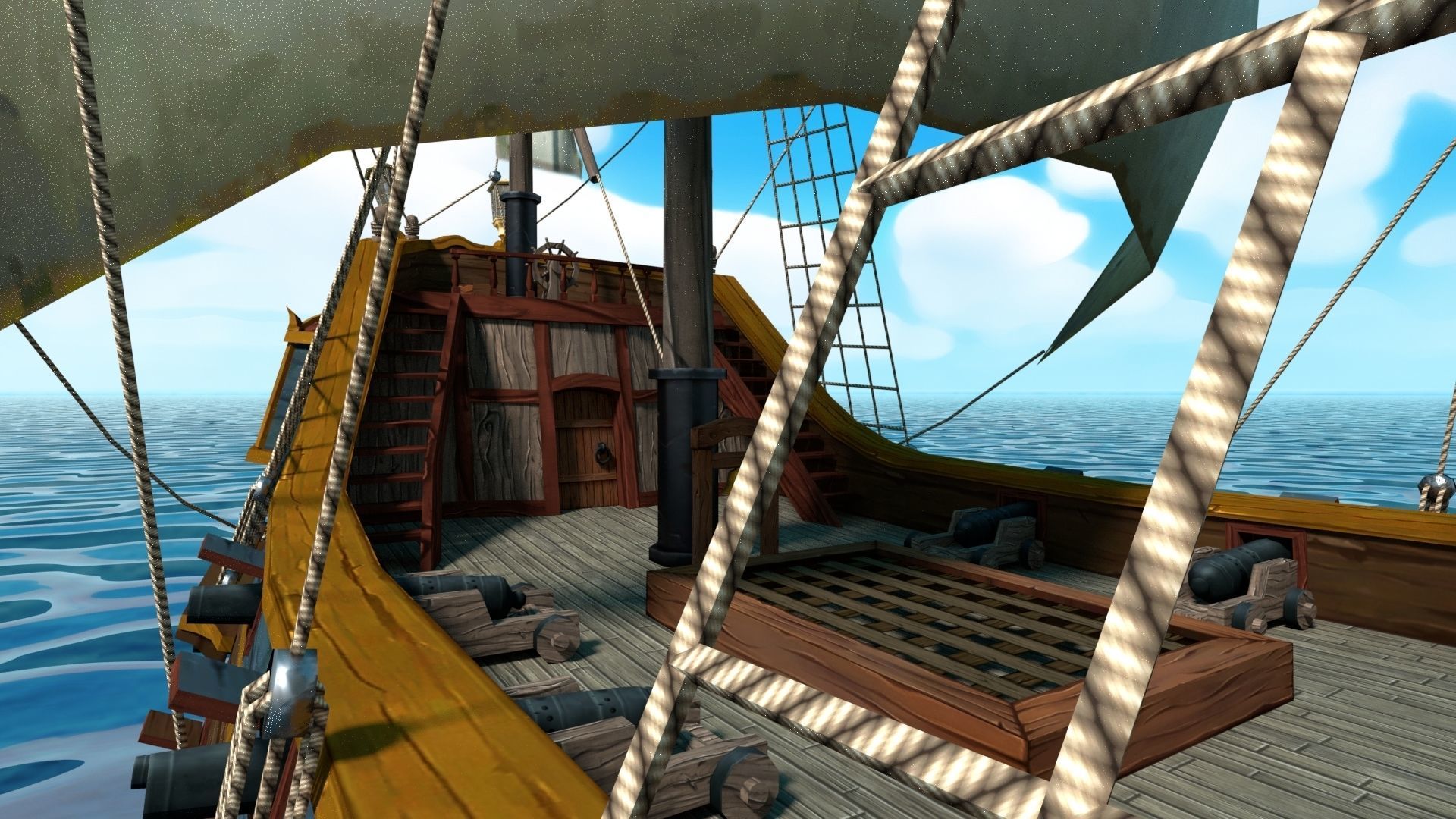 Cartoon Galleon Ship 3D model_8