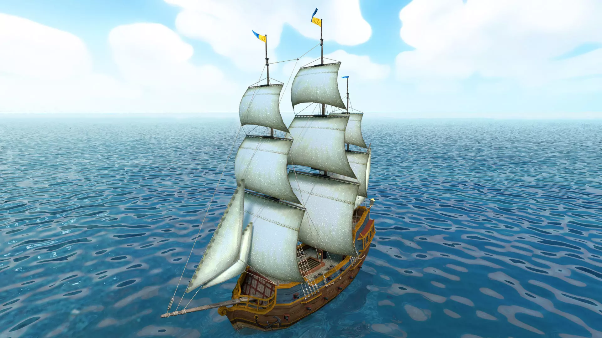 Cartoon Galleon Ship 3D model_0