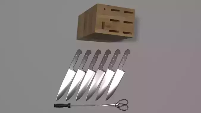 Knife Set block with four knives in it