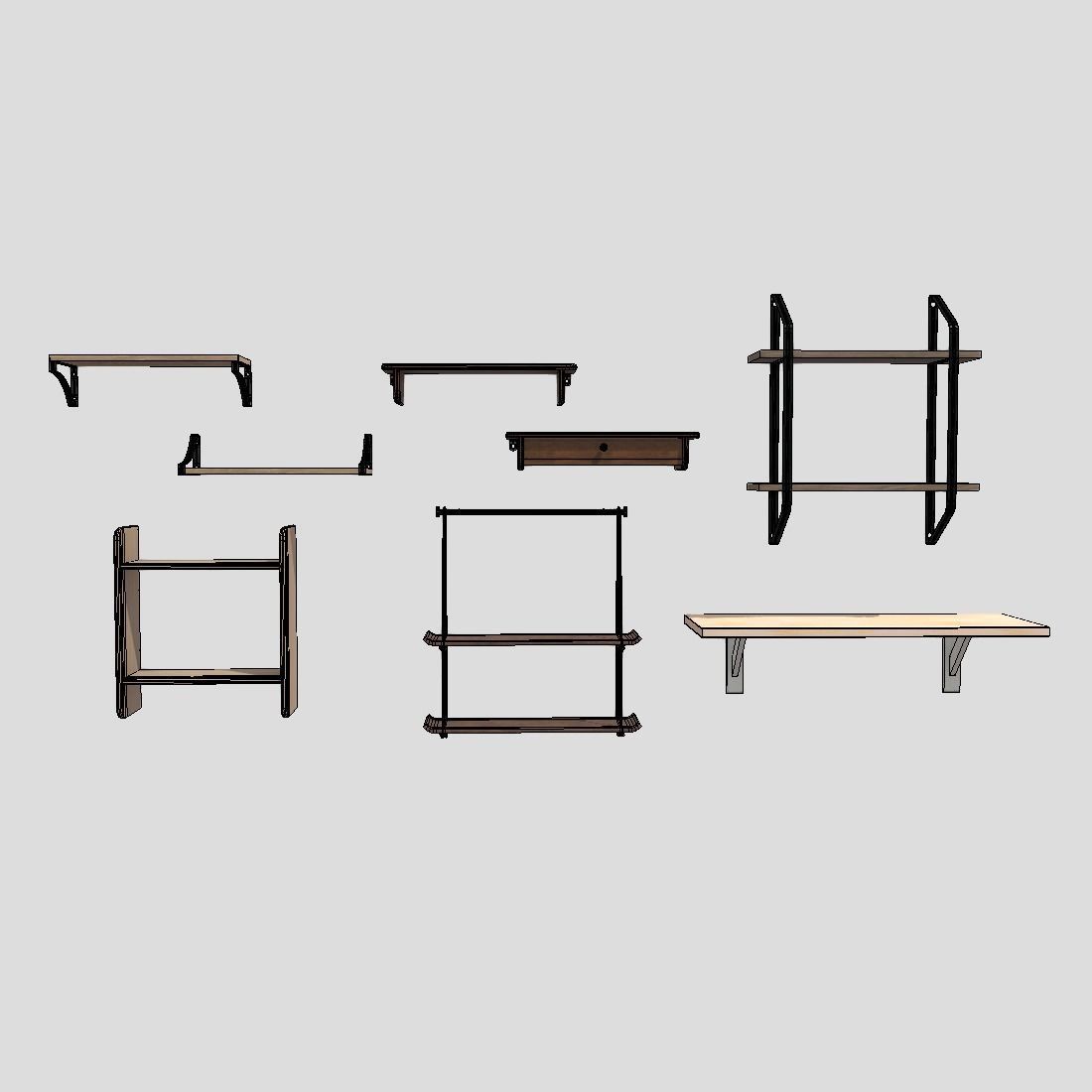 Wall Shelf Pack Low-poly 3D model_3
