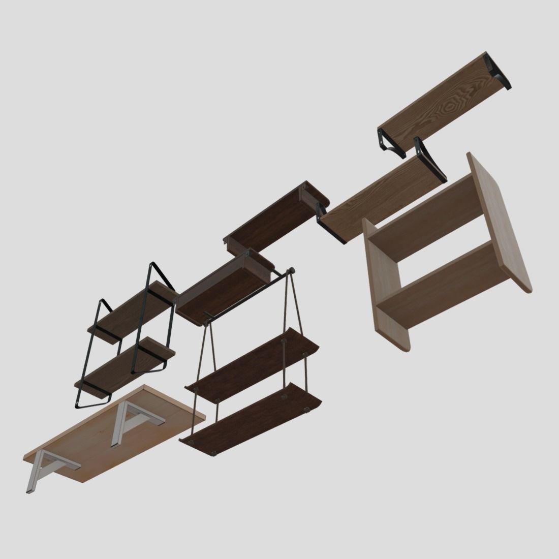 Wall Shelf Pack Low-poly 3D model_8