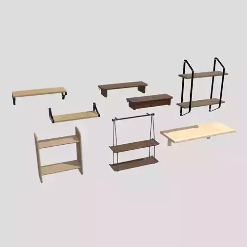 Wall Shelf Pack Low-poly 3D model