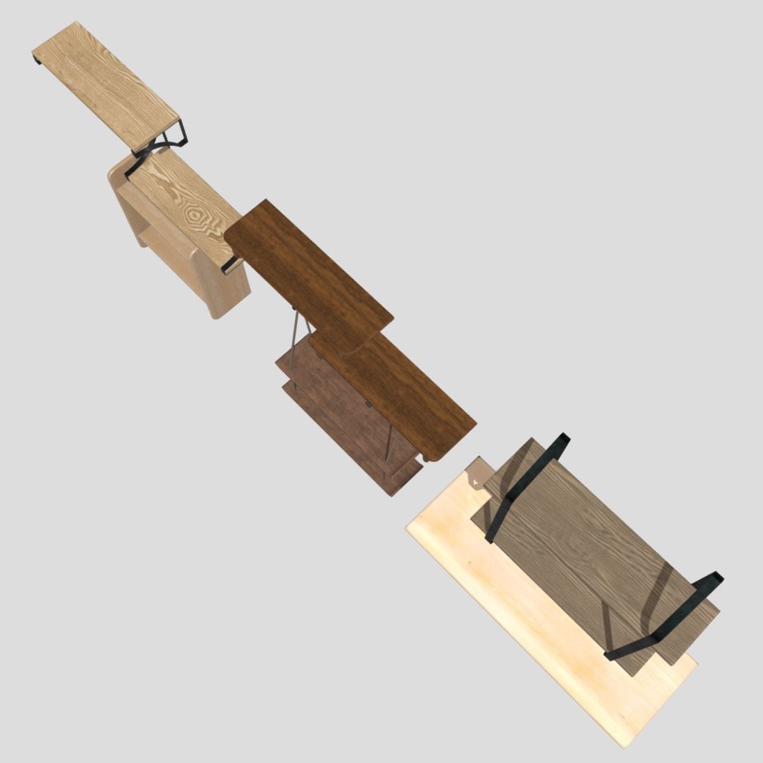 Wall Shelf Pack Low-poly 3D model_6