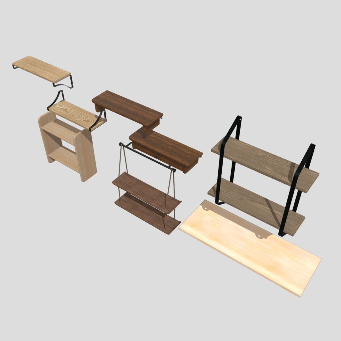 Wall Shelf Pack Low-poly 3D model_4
