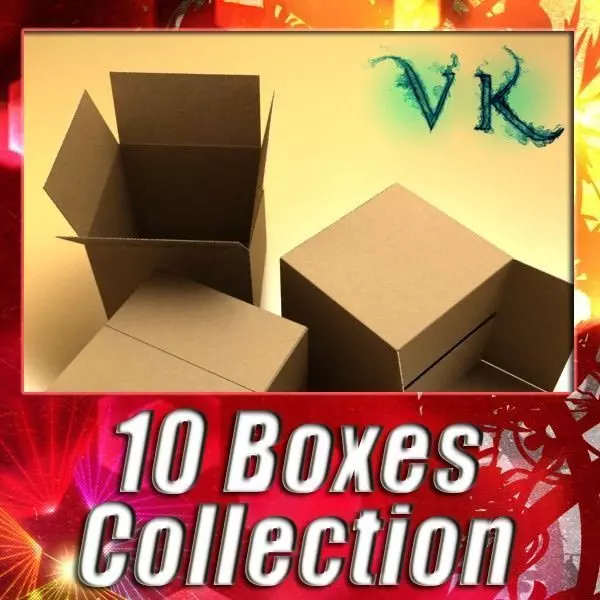 Cardboard boxes collection 3D model_0