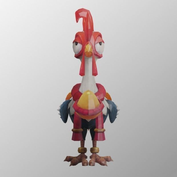 chicken low-poly 3D model rooster from game super mario bros Low-poly 3D model_1