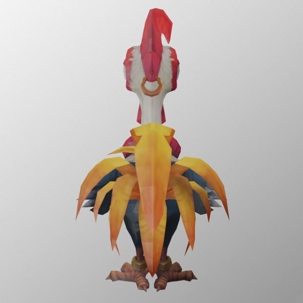chicken low-poly 3D model rooster from game super mario bros Low-poly 3D model_3