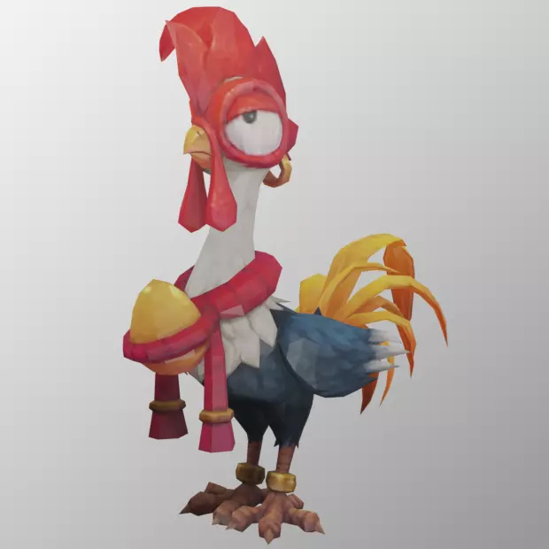 chicken low-poly 3D model rooster from game super mario bros Low-poly 3D model_0