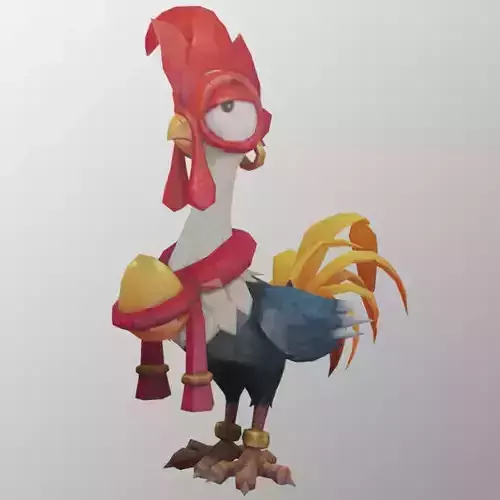chicken low-poly 3D model rooster from game super mario bros