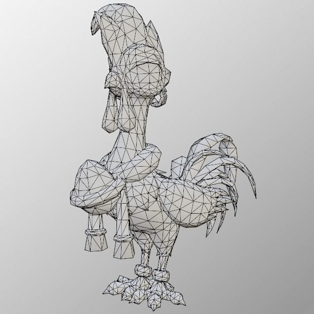 chicken low-poly 3D model rooster from game super mario bros Low-poly 3D model_4