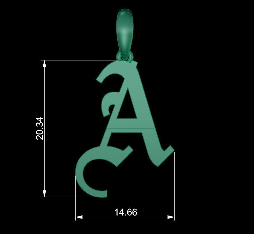 Initial Letters Pendant Olde English A 3D print model_4