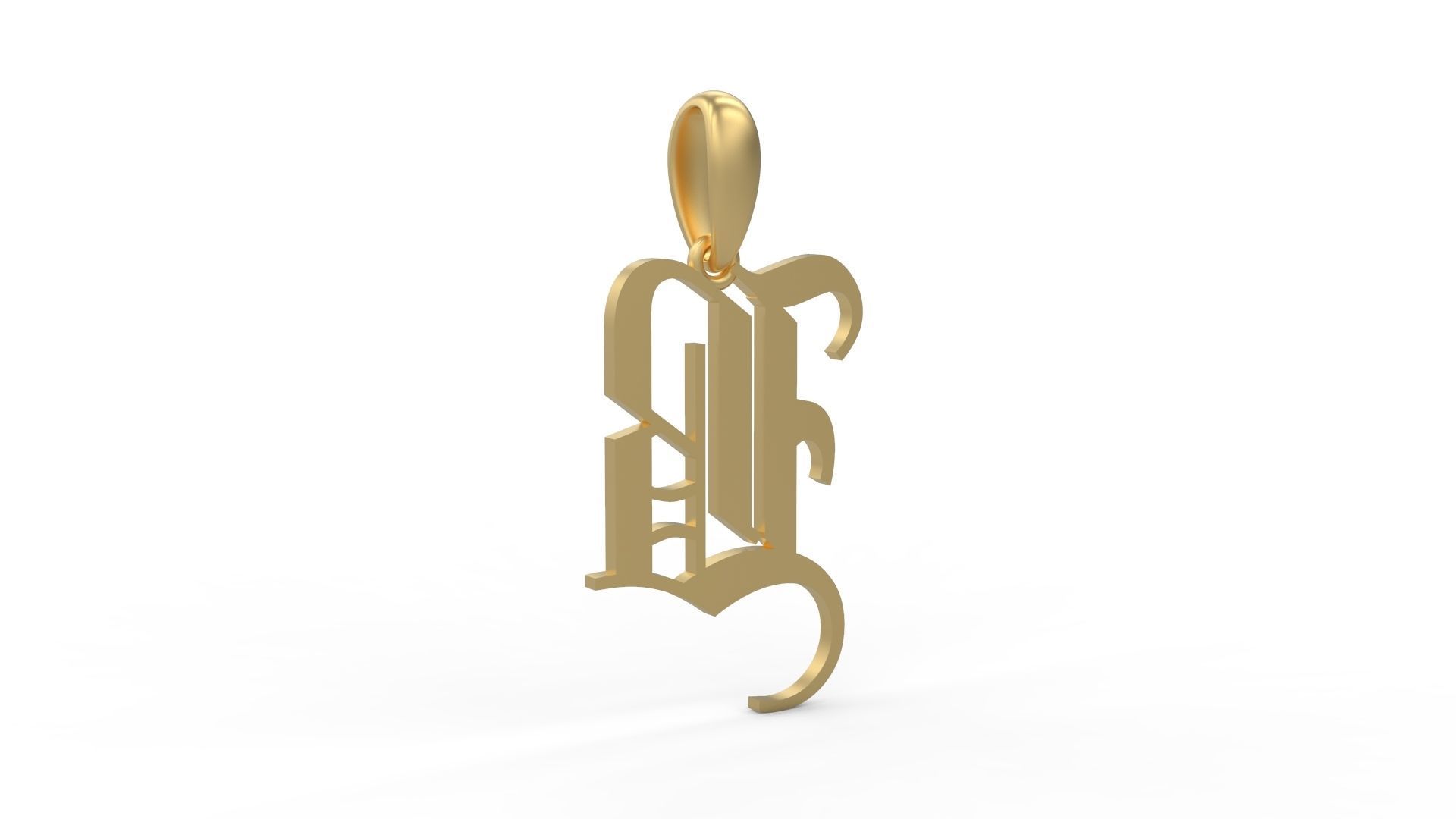 Initial Letters Pendant Olde English B 3D print model_3