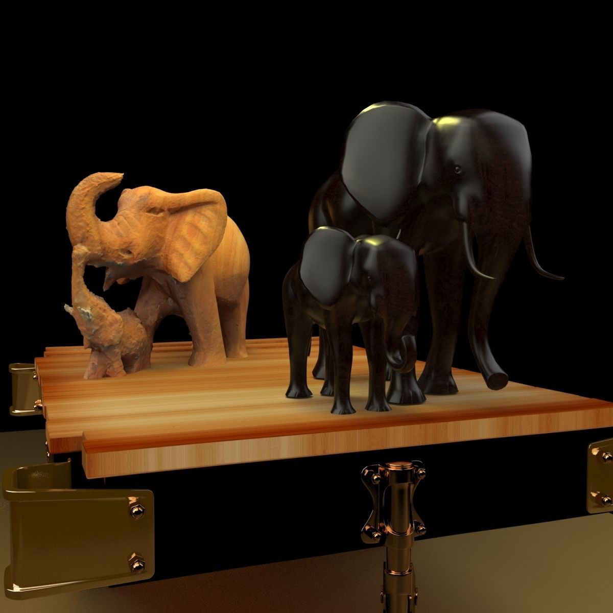 Chinese display stand with elephants   3D model_2
