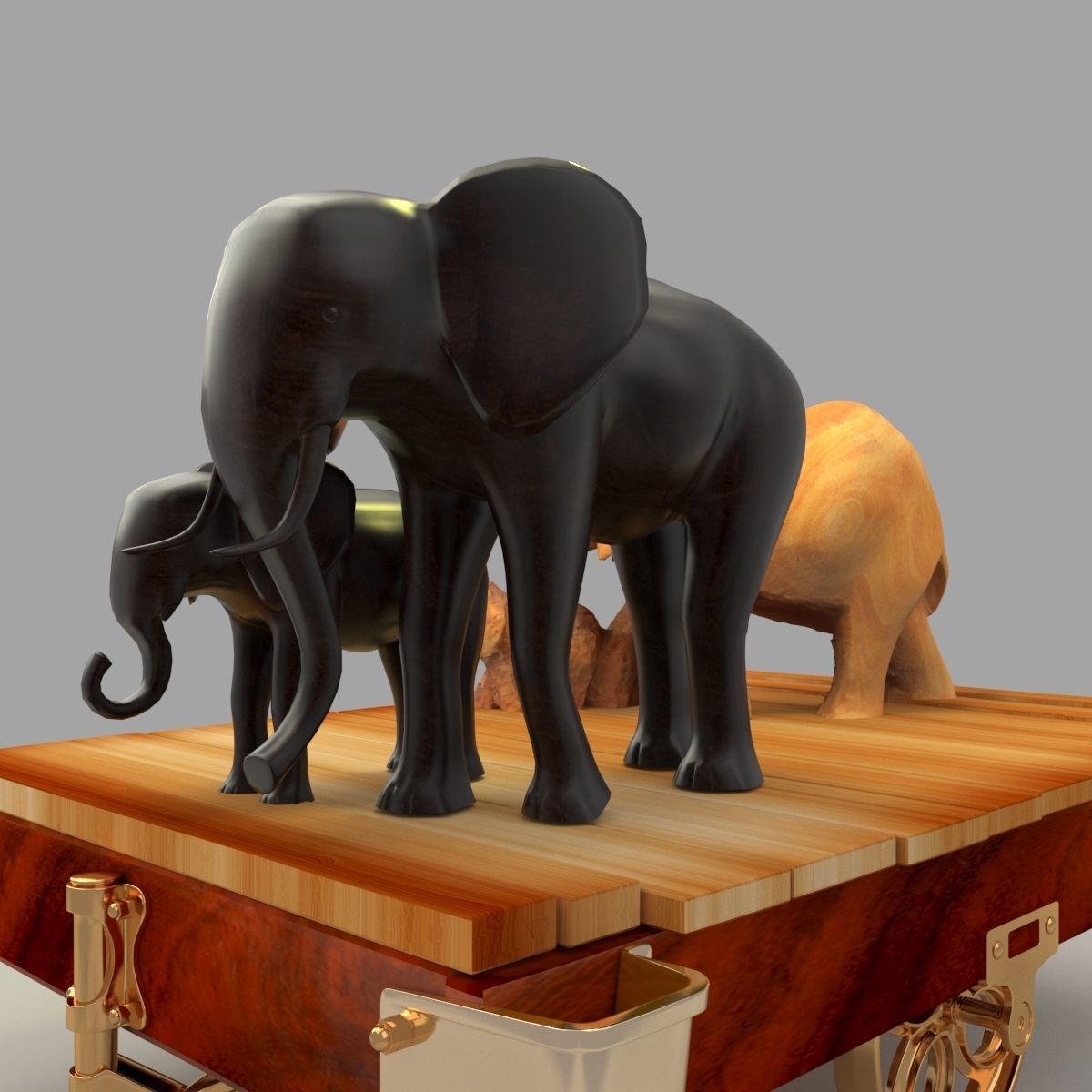 Chinese display stand with elephants   3D model_1