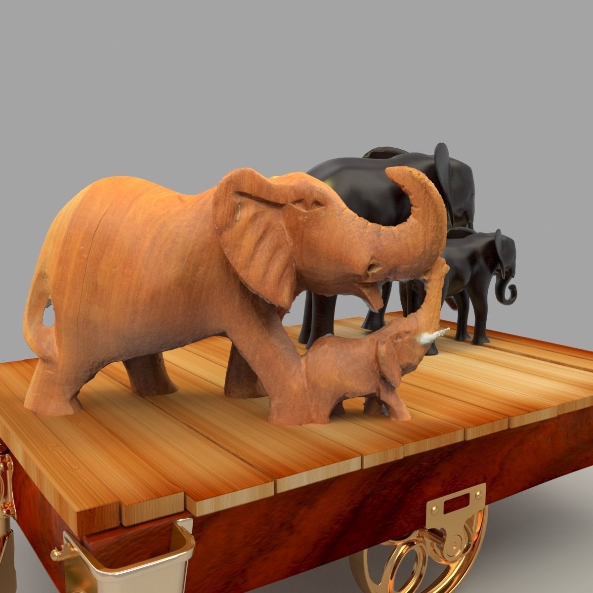 Chinese display stand with elephants   3D model_4