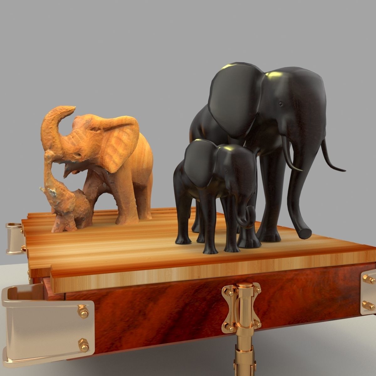 Chinese display stand with elephants   3D model_3