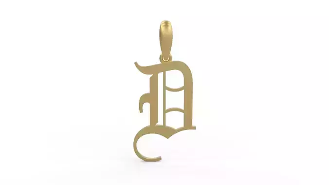 Initial Letters Pendant Olde English D 3D print model