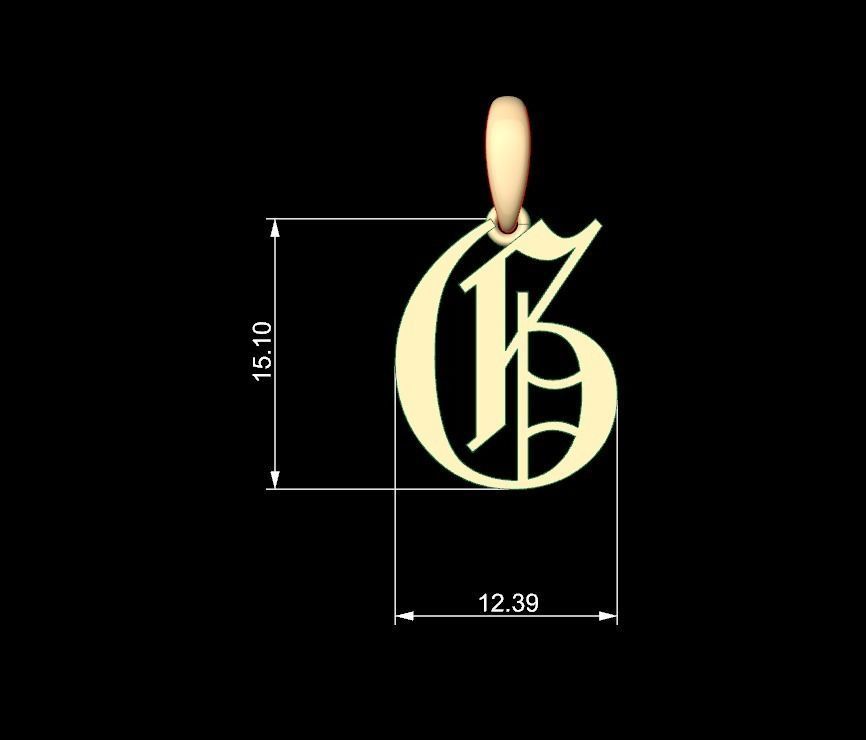 Initial Letters Pendant Olde English G 3D print model_4