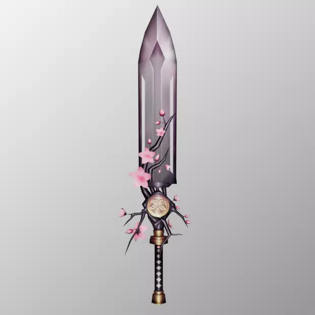 Sakura Sword PBR game rady Low-poly 3D model_0
