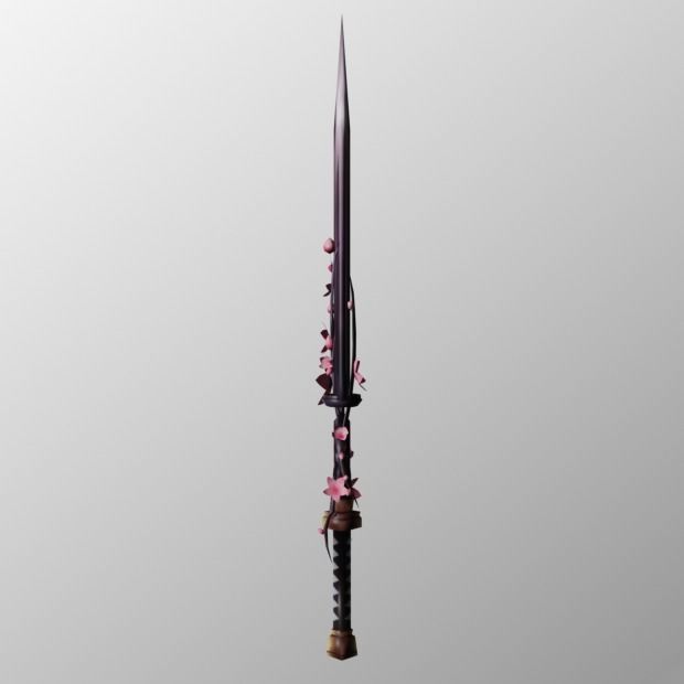 Sakura Sword PBR game rady Low-poly 3D model_2