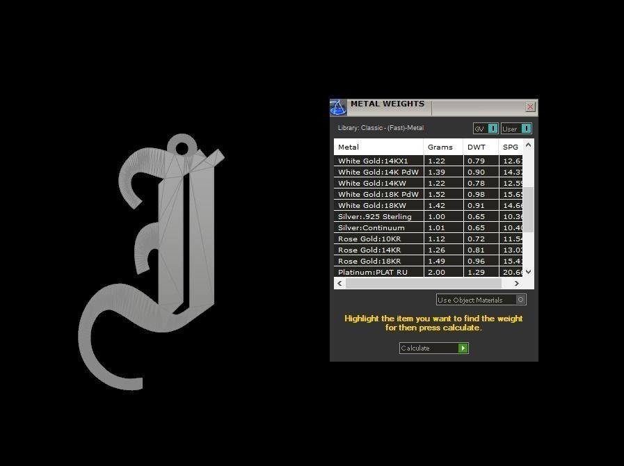 Initial Letters Pendant Olde English I 3D print model_6