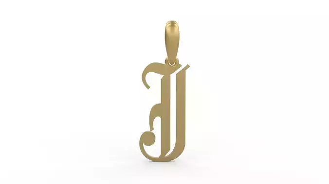 Initial Letters Pendant Olde English J 3D print model