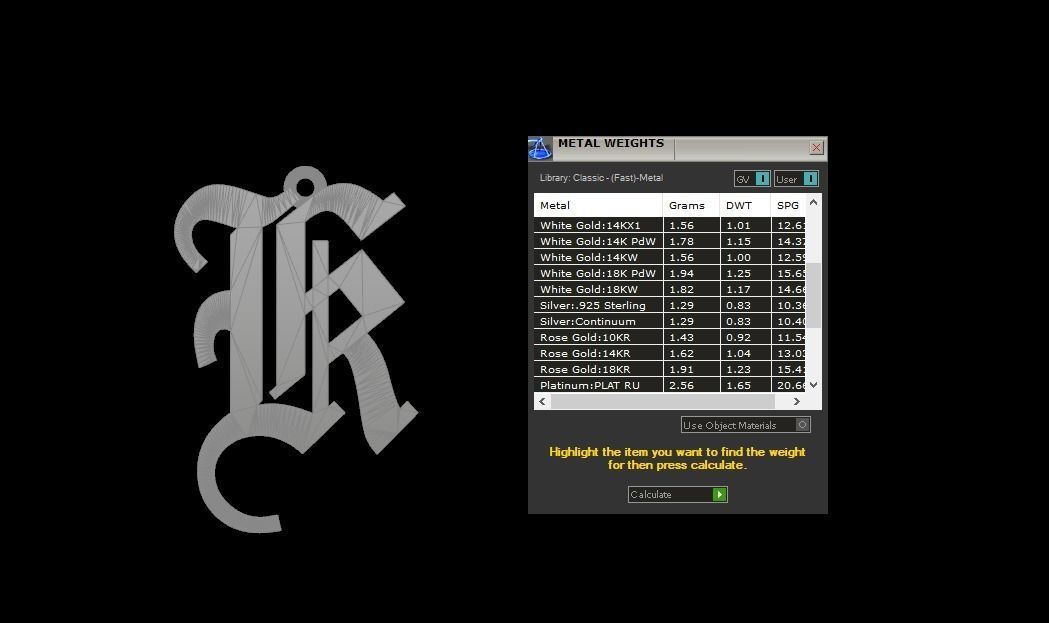 Initial Letters Pendant Olde English K 3D print model_6