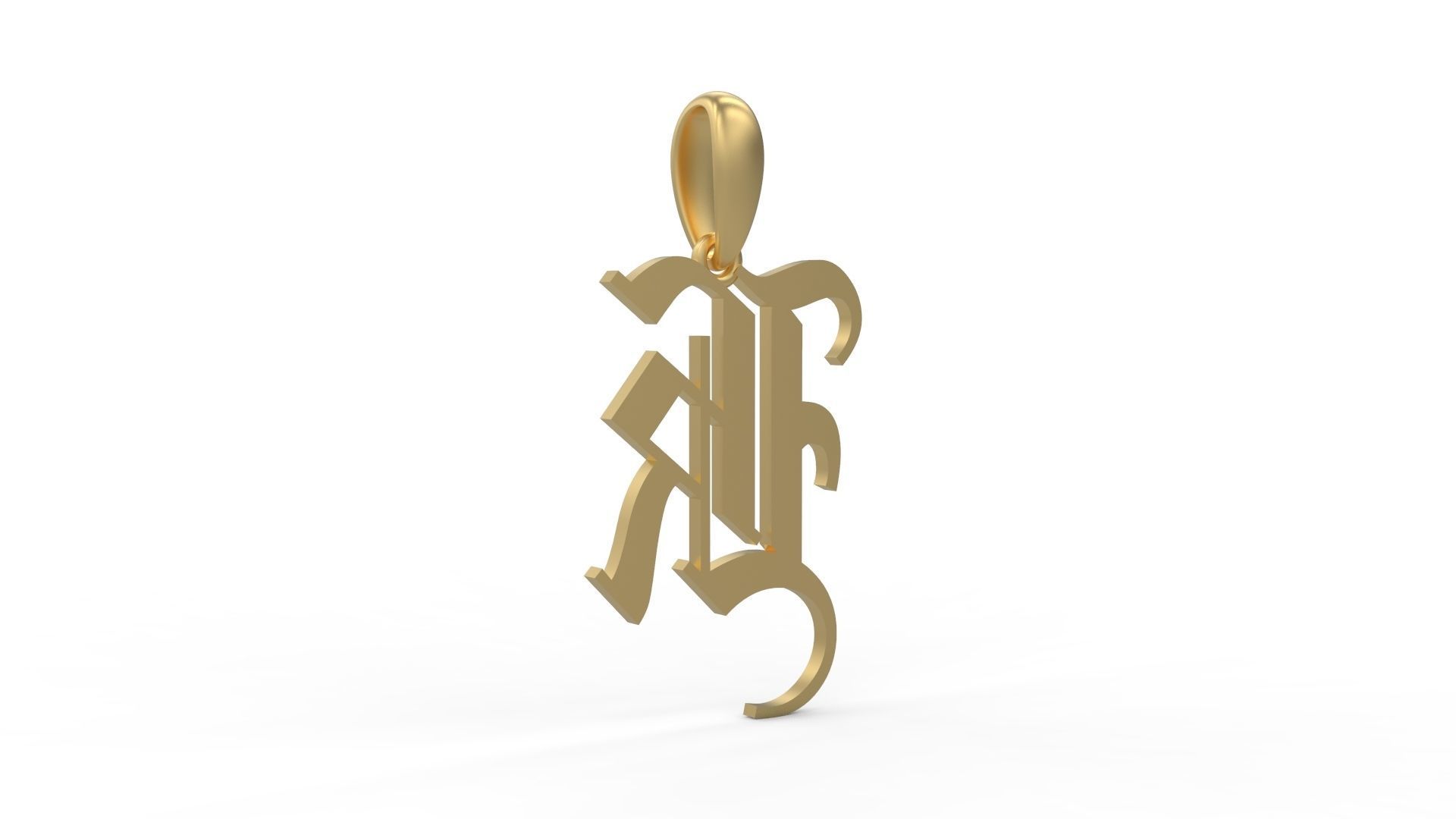 Initial Letters Pendant Olde English K 3D print model_3