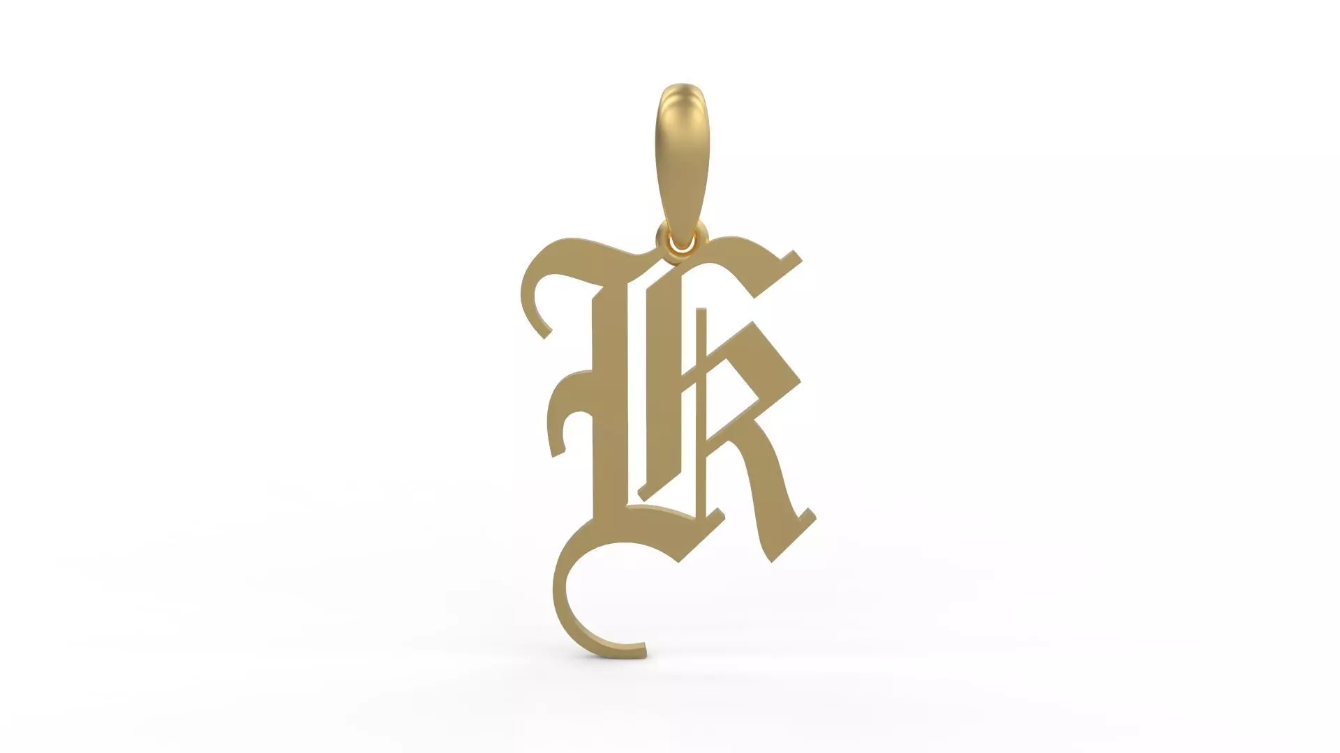 Initial Letters Pendant Olde English K 3D print model_0