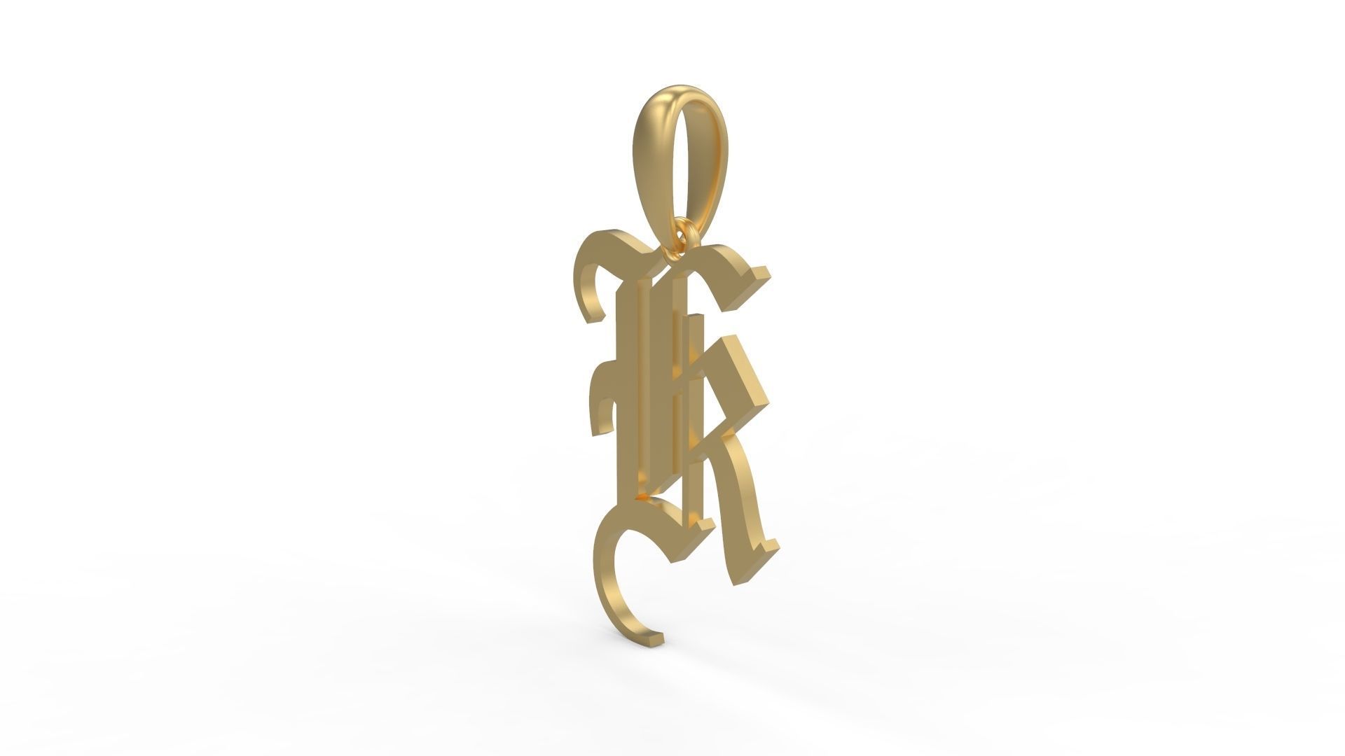 Initial Letters Pendant Olde English K 3D print model_1