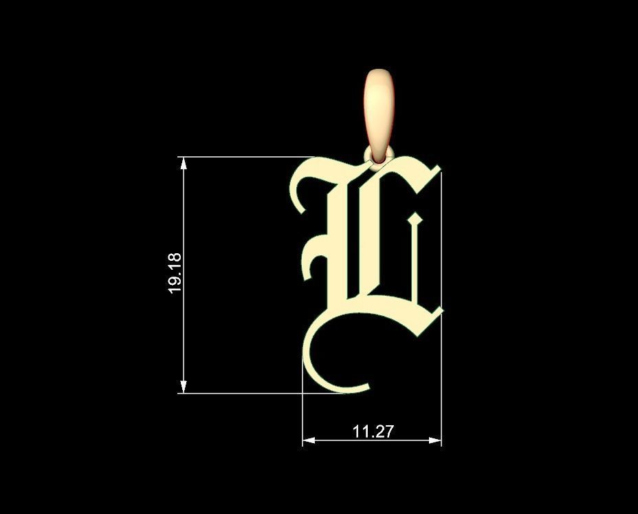 Initial Letters Pendant Olde English L 3D print model_4