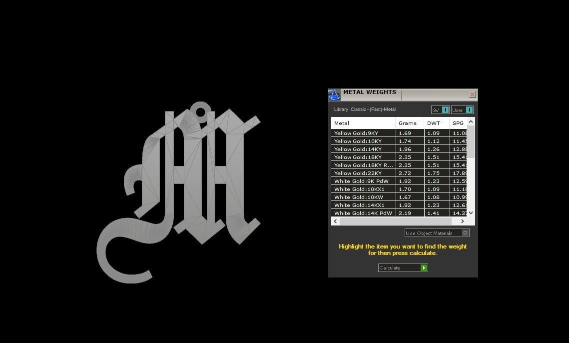 Initial Letters Pendant Olde English M 3D print model_6