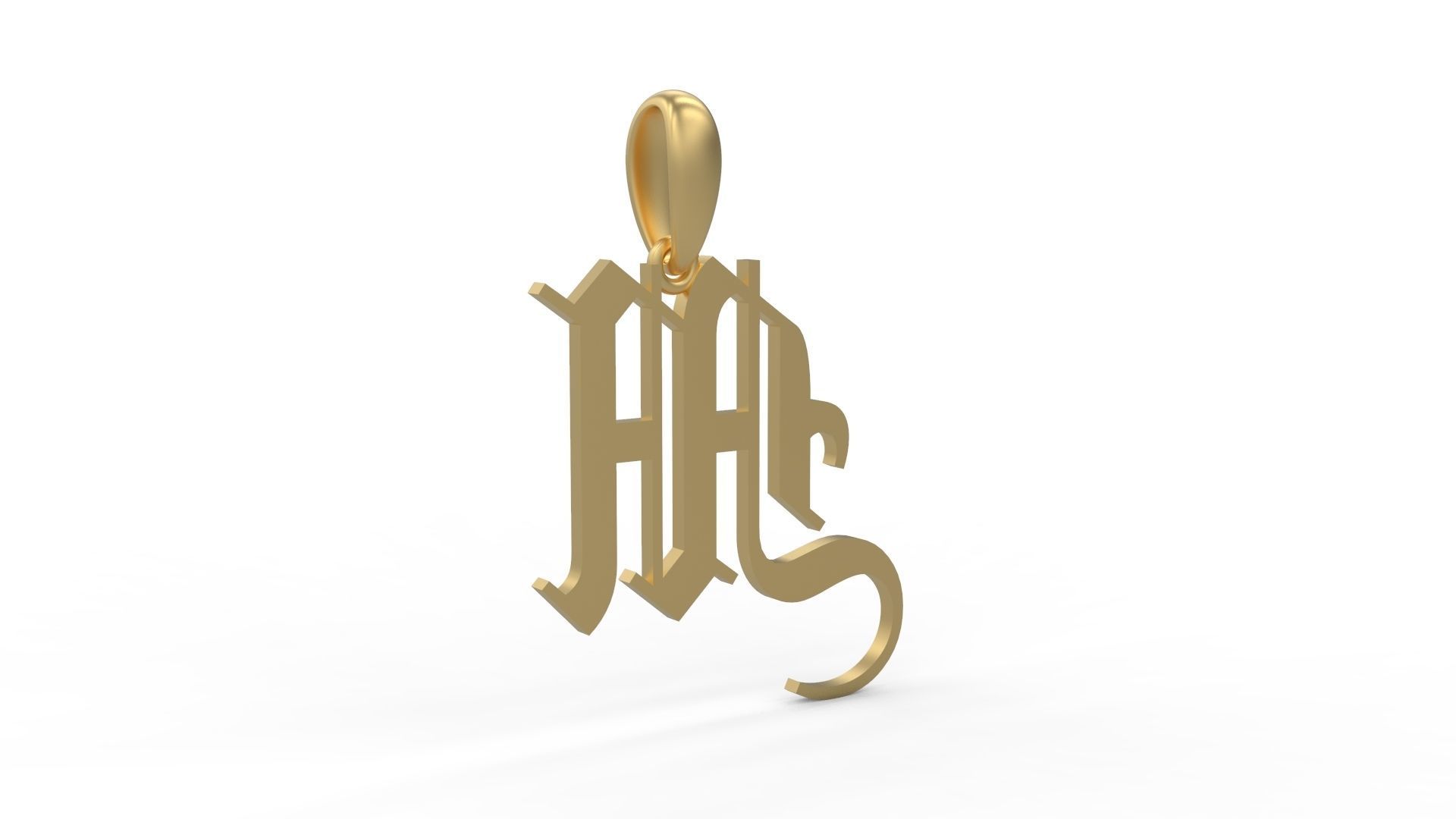 Initial Letters Pendant Olde English M 3D print model_3