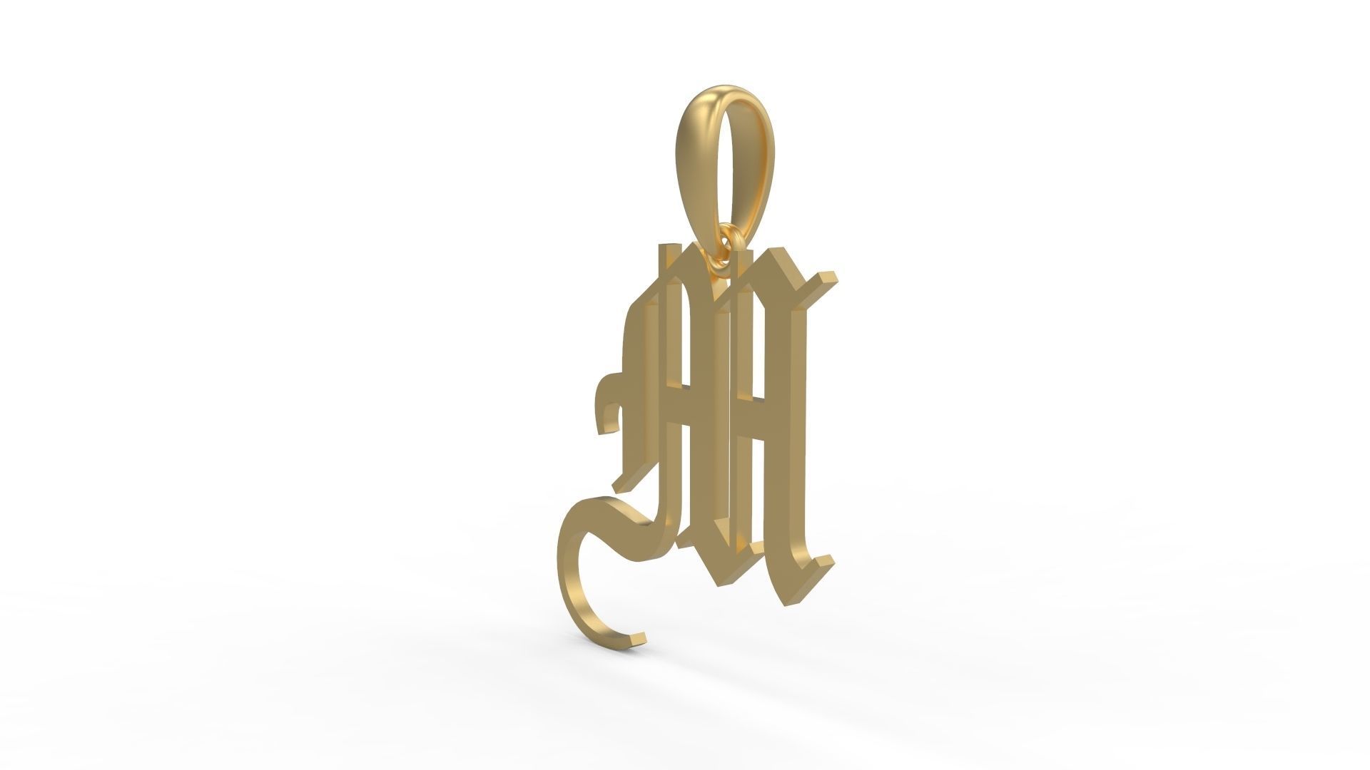 Initial Letters Pendant Olde English M 3D print model_1