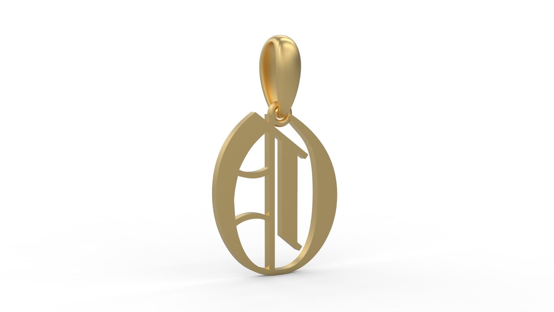 Initial Letters Pendant Olde English O 3D print model_3
