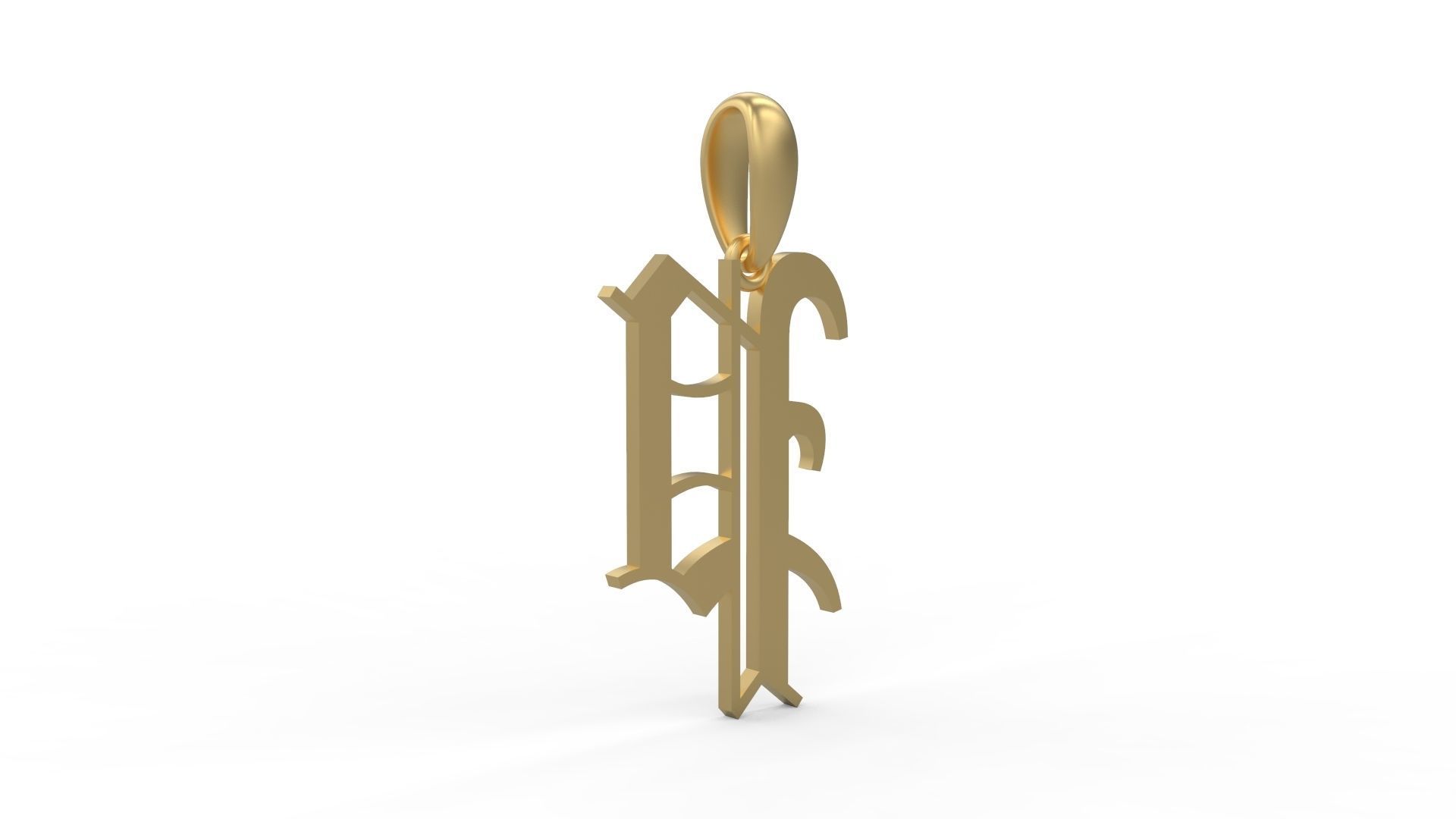 Initial Letters Pendant Olde English P 3D print model_3