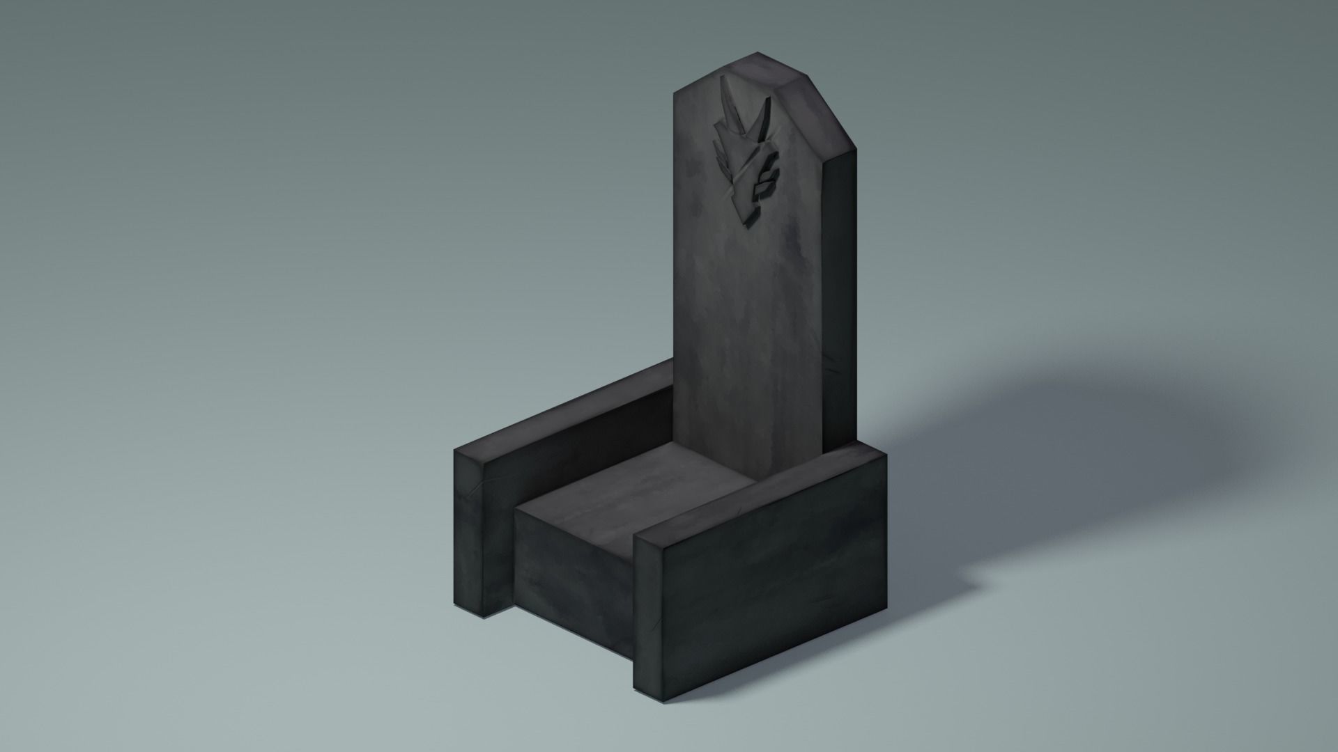 Stone Throne Low-poly 3D model_1