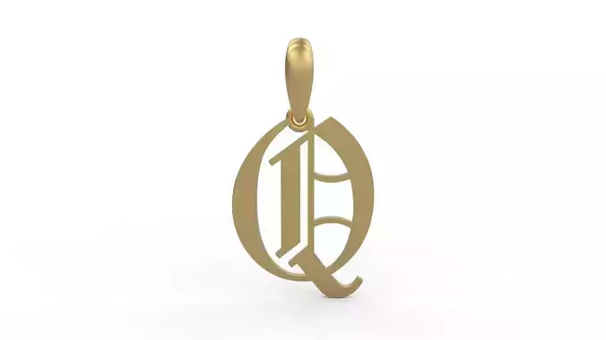 Initial Letters Pendant Olde English Q 3D print model