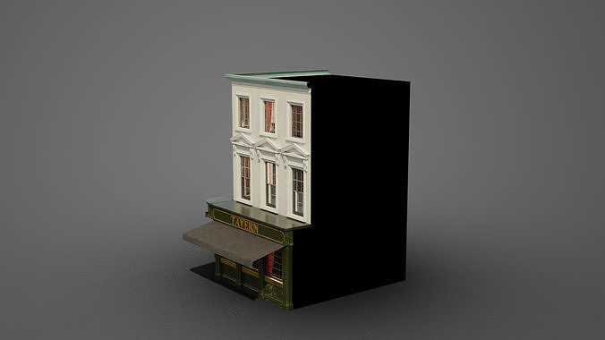 Old Pub Low-poly 3D model 7