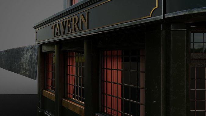 Old Pub Low-poly 3D model 5