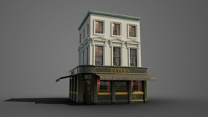 Old Pub Low-poly 3D model 3