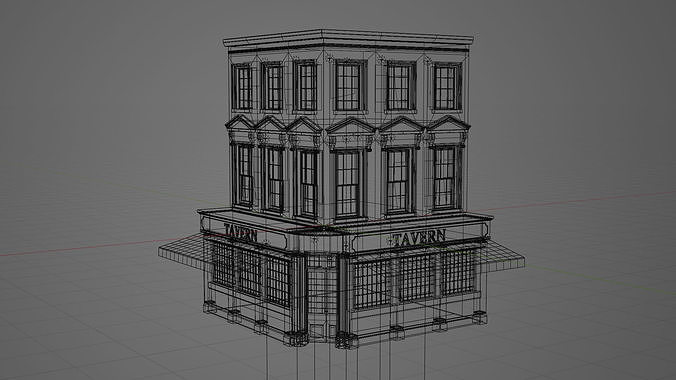 Old Pub Low-poly 3D model 2