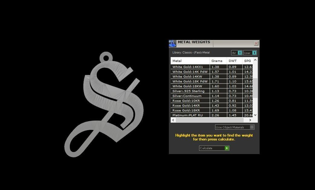 Initial Letters Pendant Olde English S 3D print model_6