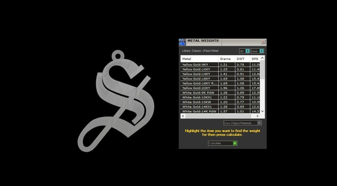 Initial Letters Pendant Olde English S 3D print model_7